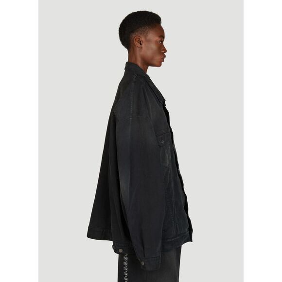 Balenciaga | Jackets & Coats | Balenciaga Size Sticker Denim Jacket ...